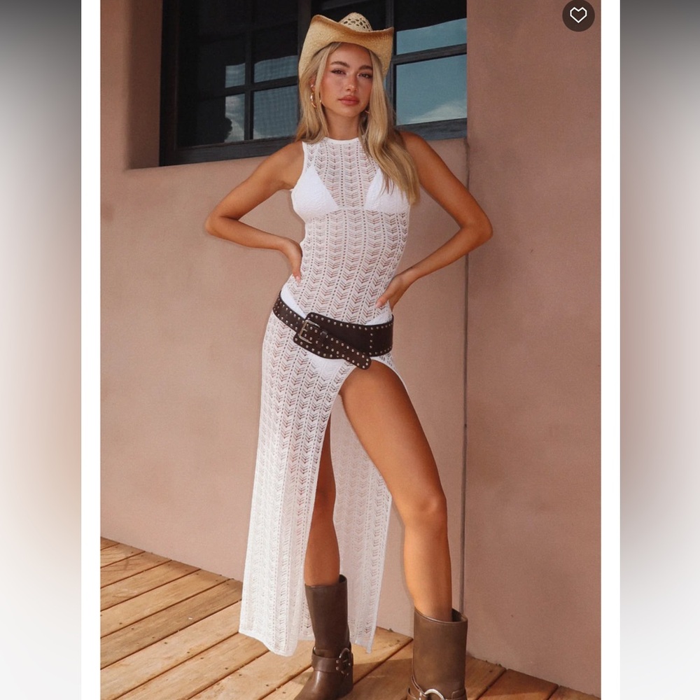 NWT Whitefox Can’t stop won’t top Lace sheer CoverUp maxi SLIT Dress XS festival